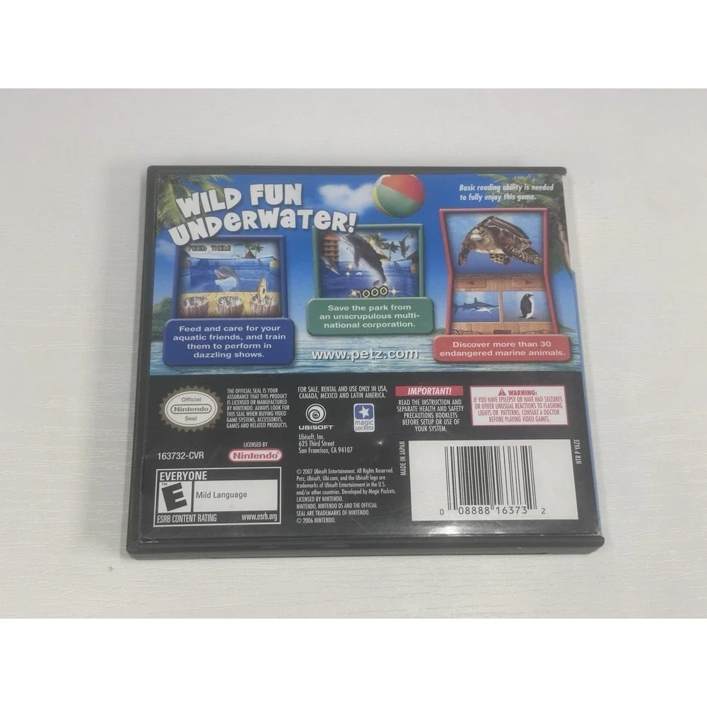 Petz Wild Animals Dolphinz Nintendo DS Complete CIB w/ Manual Ubisoft Tested